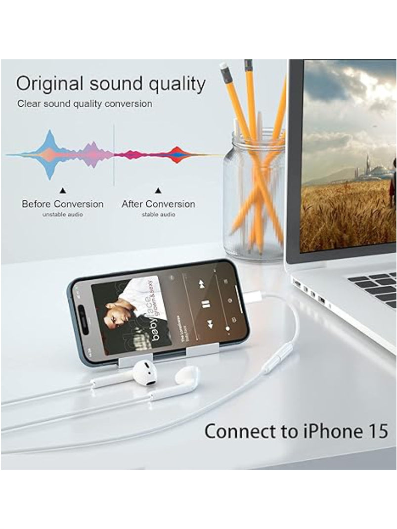 ADAPTADOR USB C A CONECTOR DE ARICULARES PARA APPLE iPhone15, iPad Pro